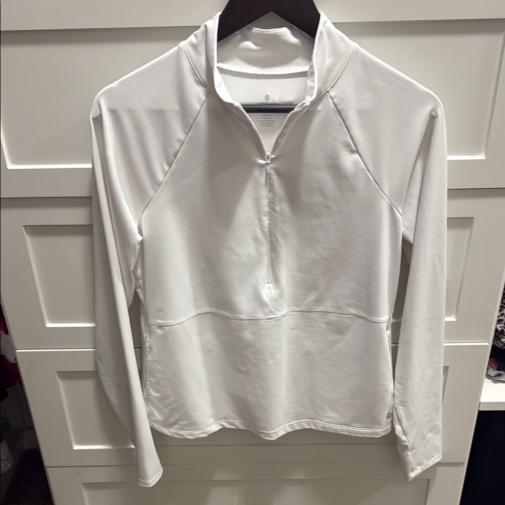 Apana White Fitted Long Sleeve Polo Sweatshirt